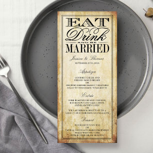 Comer, beber y estar casados con menús de bodas de