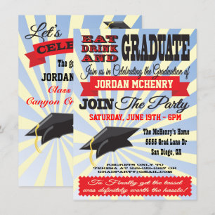 ¡Comer, beber y graduarse! Invitaciones de graduac