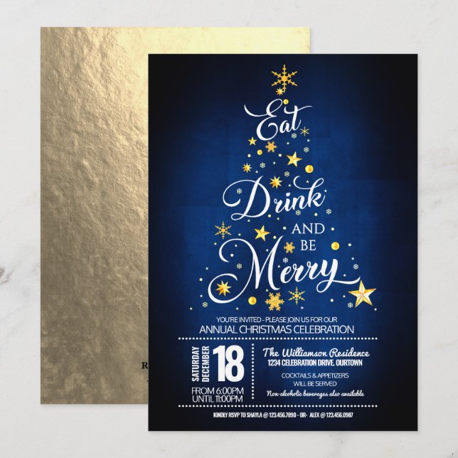 Comer, beber y ser feliz con la invitación de la f (Anverso / Reverso)