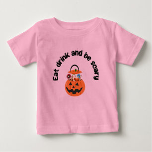 Comer, beber y tener miedo Camiseta de bebé rosa