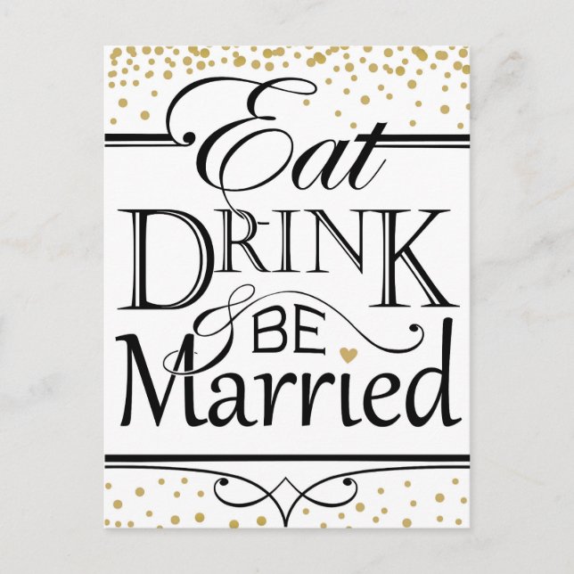 Comer bebida y estar casado diseño de invitación (Anverso)