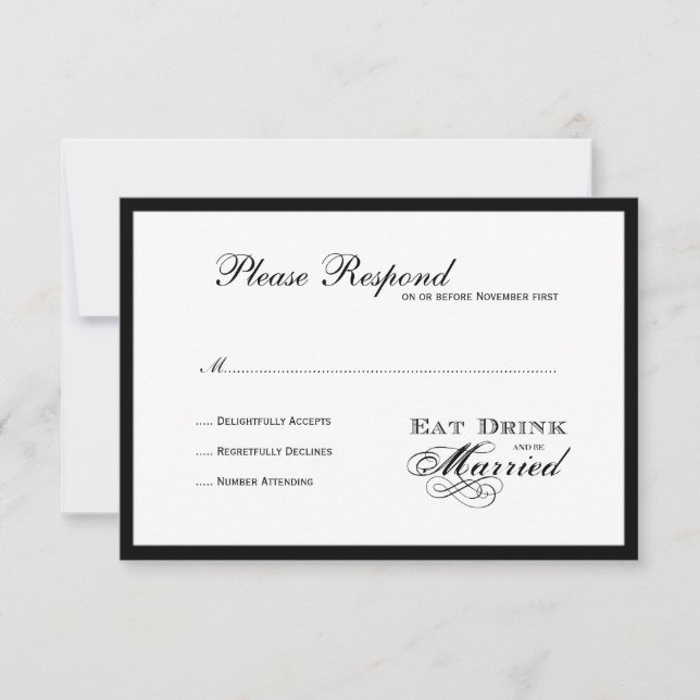 Comer Bebida y ser casada con rsvp (Anverso)