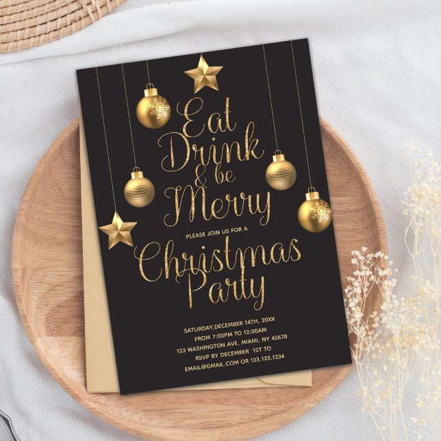 Comer Bebida Y Ser Feliz Invitaciones De Navidad (Eat Drink And Be Merry Christmas Invitations)