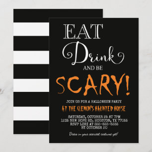 Comer bebida y tener miedo Invitación a Halloween