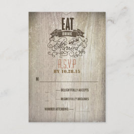 Comer bebidas y ser casados tarjetas RSVP de boda