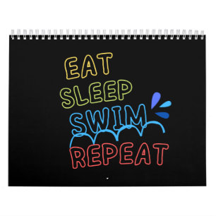 Comer calendario de repetición de natación de sueñ