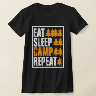 Comer camiseta divertida del campamento de dormir
