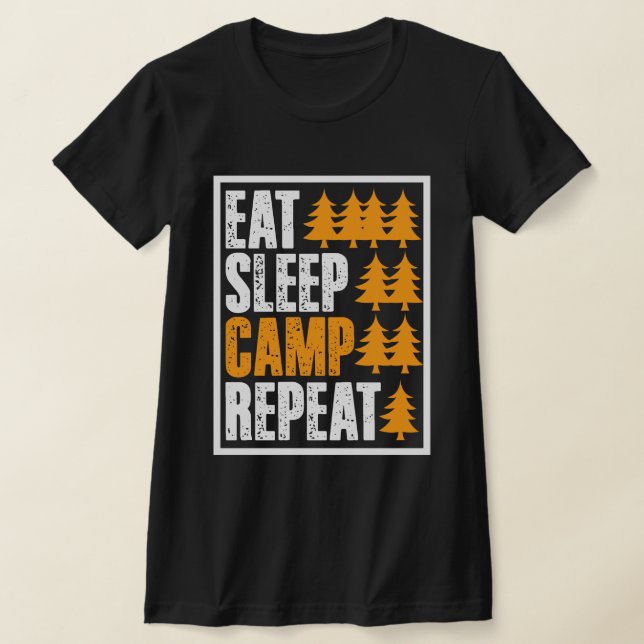 Comer camiseta divertida del campamento de dormir (Distribución)
