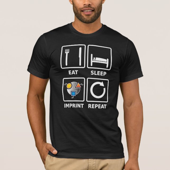 Comer, dormir, imprimir, repetir camiseta de tela  (Anverso)