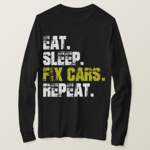 Comer Dormir Reparar Autos Repetir Camiseta de Mec