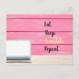 Comer, dormir, traducir, repetir postal