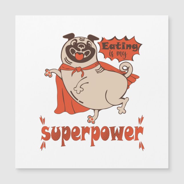 Comer es mi sobrenombre rojo cloak pug estilo cómi (Anverso)