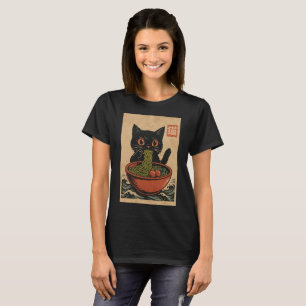 Comer fideos de Ramen: camiseta de mujeres gatas