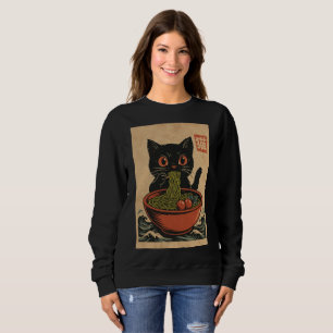 Comer fideos de Ramen: sudadera de mujeres gatas