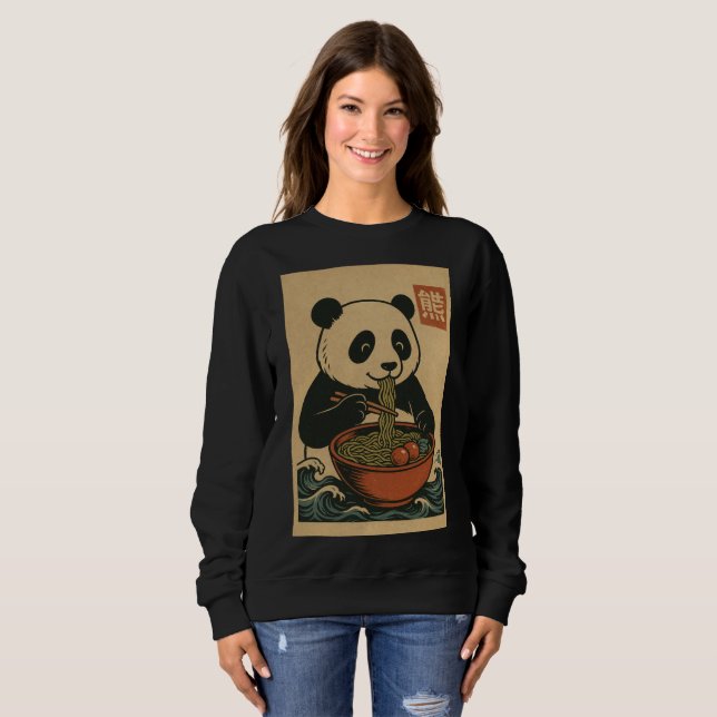 Comer fideos de Ramen: sudadera panda femenina (Anverso completo)