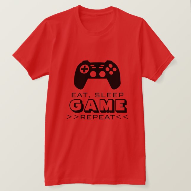 Comer juego de sueño repite camiseta graciosa para (Anverso del diseño)
