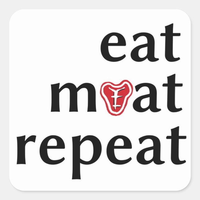 Comer pegatinas divertidos de carnívoros repetidos (Anverso)