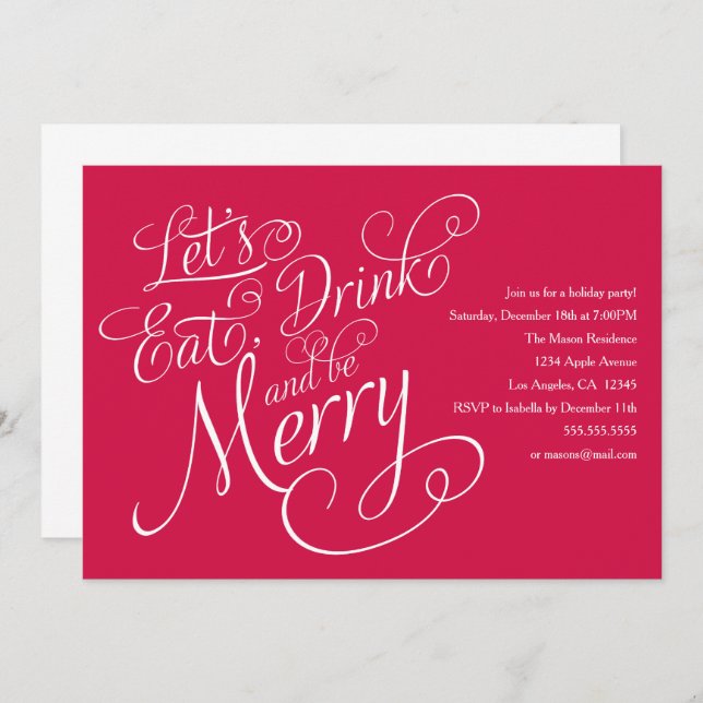 Comer rojo, beber y ser moro| Invitación para fies (Anverso / Reverso)