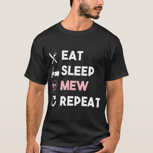 Comer Sleep Mew Repetir camiseta (Anverso)