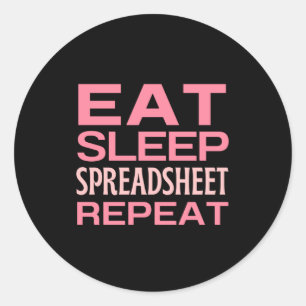 Comer Sleep Spreadsheet Repetir Pegatina de redond