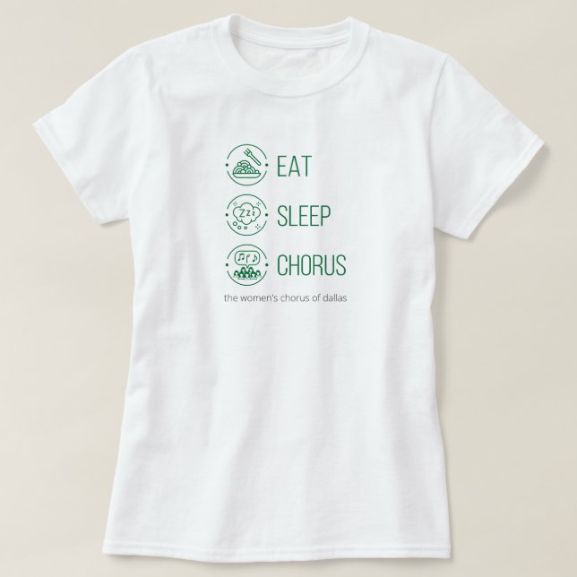 Comer verde. Duerme. Coro. Camiseta (Diseño del anverso)