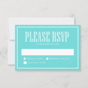 Comer y casarse con una tarjeta RSVP azul