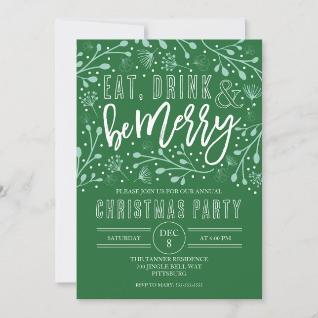 Comer y ser feliz con la invitación de la fiesta n (Anverso)