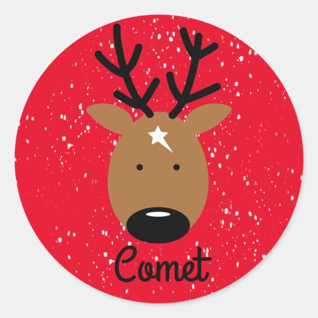 Comet Reindeer Classic Round Pegatina (Anverso)