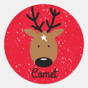 Comet Reindeer Classic Round Pegatina