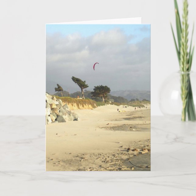 Cometa y nubes rojas, tarjeta de Half Moon Bay (Anverso)