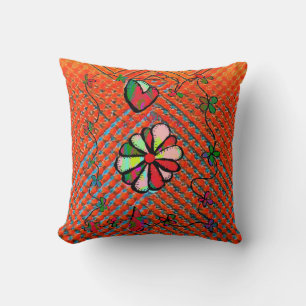 Comfy Retro Quaint y Happy Art Cojín decorativo