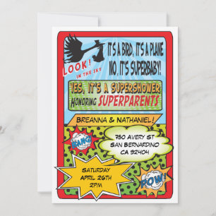 Comic Book Couples Baby Shower Invitaciones