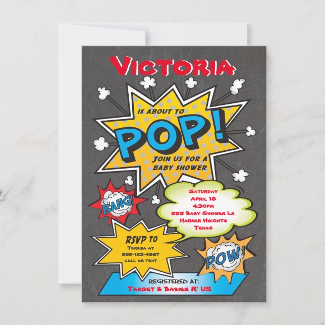 Comic Book Couples Baby Shower Invitaciones (Anverso)