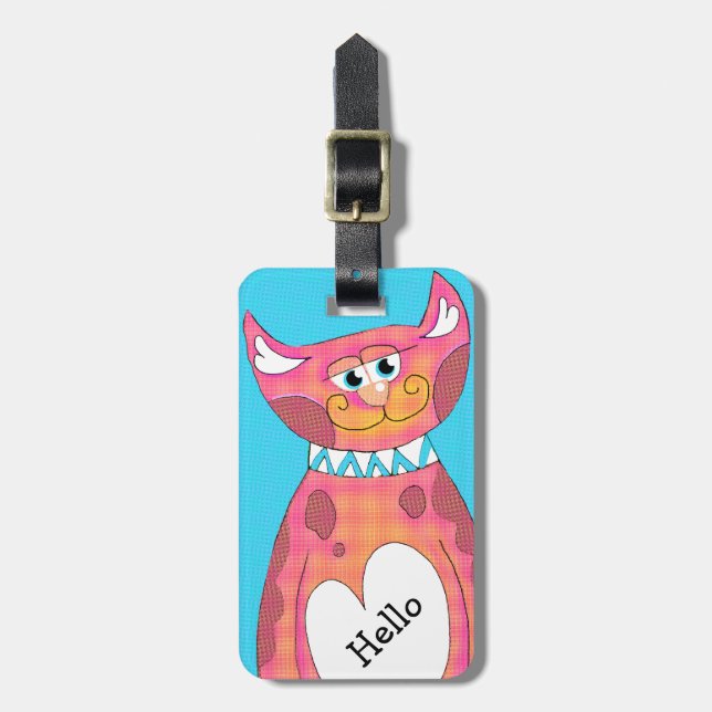Comical Kitty Personalizado Lumaletas Etiqueta (Frente Vertical)