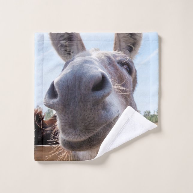 Cómico burro sonriente gris (Toallita)