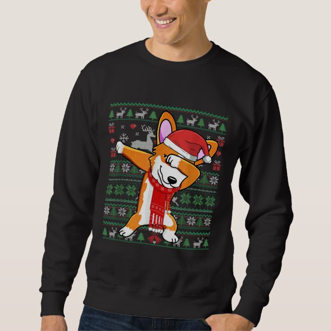 Cómico Dabbing Corgi Ugly Xmas Sweater Navidades C (Anverso)