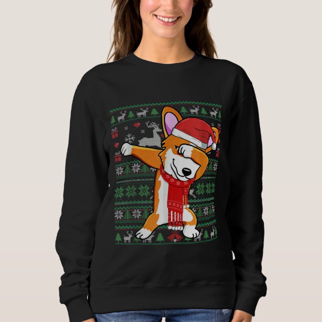 Cómico Dabbing Corgi Ugly Xmas Sweater Navidades C (Anverso)