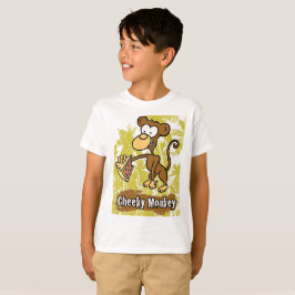 Cómico mono Cheeky en la camiseta de la jungla