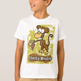 Cómico mono Cheeky en la camiseta de la jungla
