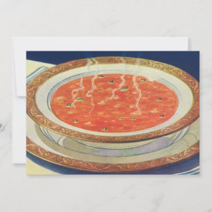 Comida antigua, tazón caliente de sopa de tomate c