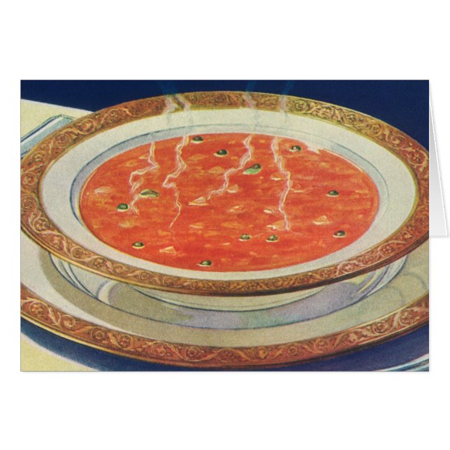 Comida antigua, tazón caliente de sopa de tomate c (Anverso (Horizontal))
