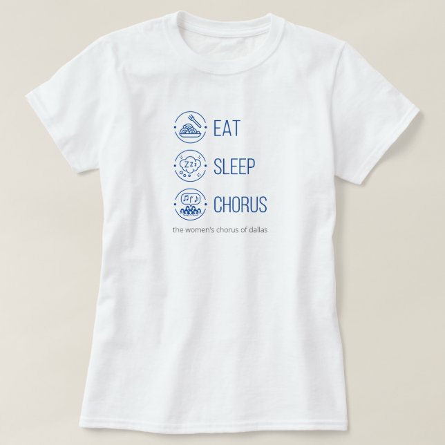 Comida Azul Real. Duerme. Coro. Camiseta (Diseño del anverso)
