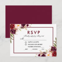 Comida Boda de Borgoña Floral RSVP BG