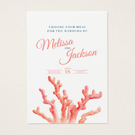 Comida boda elección tarjetas corales azules peque