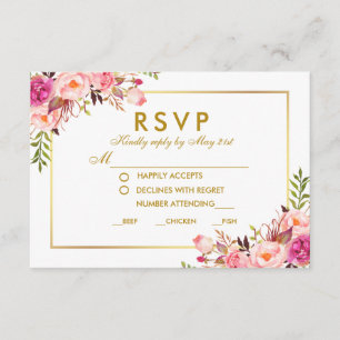 Comida Boda Floral Rosa Oro RSVP