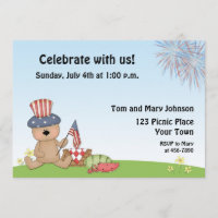 Comida campestre patriótica del oso, invitación