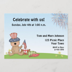 Comida campestre patriótica del oso, invitación