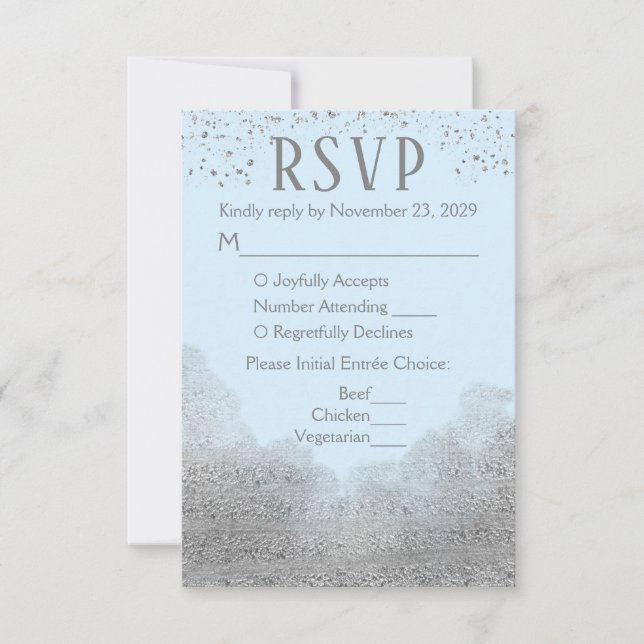 Comida de respuesta Boda RSVP de Blue Silver Confe (Anverso)