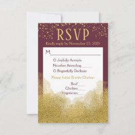 Comida de respuesta Boda RSVP de Burgundy Gold Con