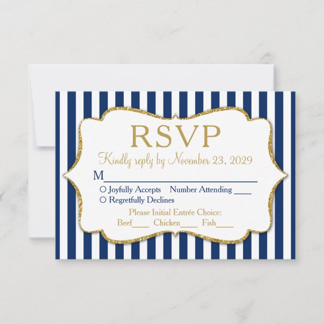 Comida de respuesta Boda RSVP de la banda de oro a (Anverso)